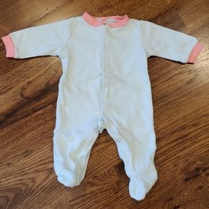 Girls blue & white polka sleeper size 0-3M